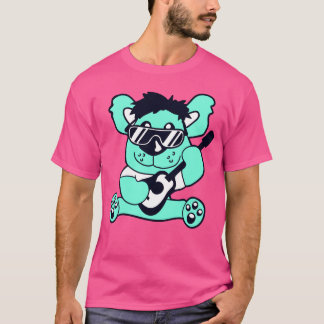 Camiseta Urso de pelúcia sentado tocando música de guitarra