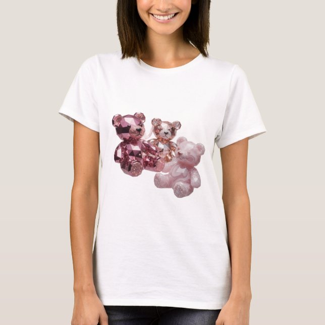 Camiseta Urso de pelúcia SWAROVSKI prateado com design slog (Frente)