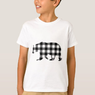 Camiseta Urso de Pijama de Natal Xadrez Búfalo Preto e Bran