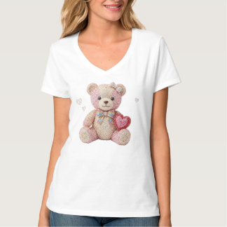 Camiseta Urso de São Valentim com Rhinestone