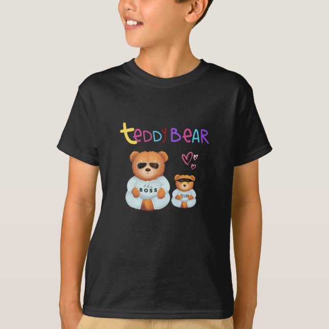 Camiseta Urso de Teddy Bond: Chefe Grande e Ursinho Pequeno (Frente)
