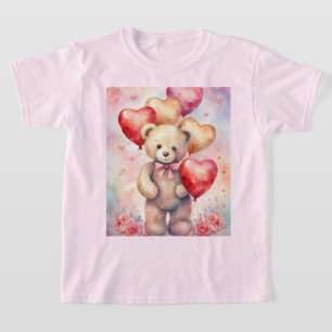 Camiseta Urso de Teddy Bonito com Balões de Aniversário