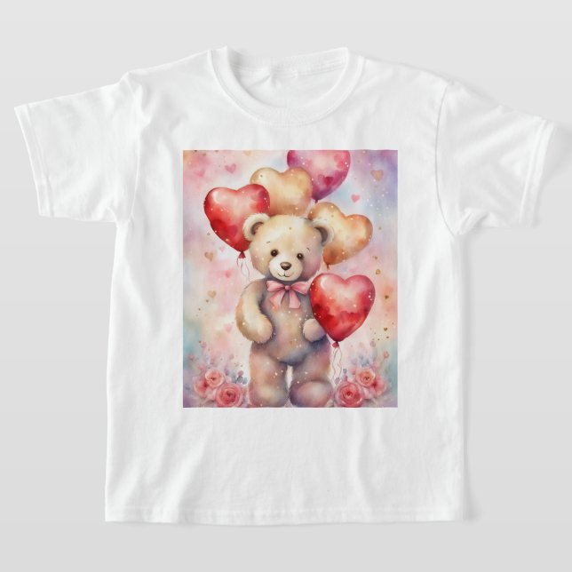 Camiseta Urso de Teddy Bonito com Balões de Aniversário (Postura )
