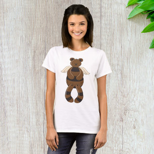 Camiseta Urso de Teddy Castanho e Bonito com Asas Anjos