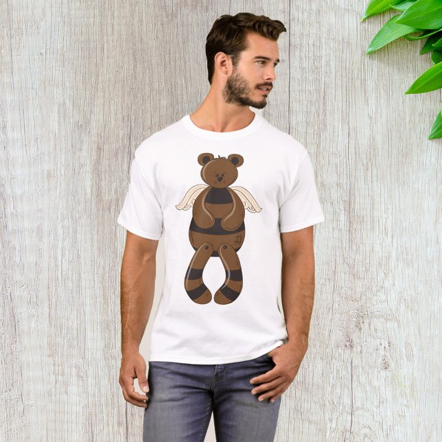 Camiseta Urso de Teddy Castanho e Bonito com Asas Anjos (Criador carregado)