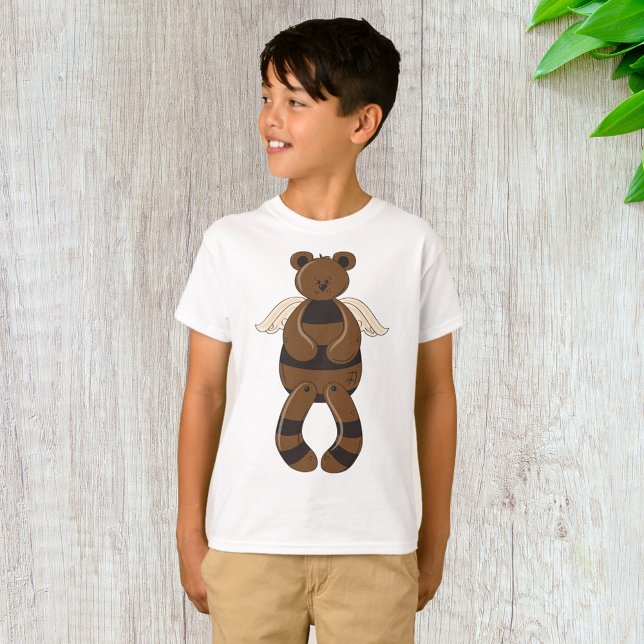 Camiseta Urso de Teddy Castanho e Bonito com Asas Anjos (Criador carregado)