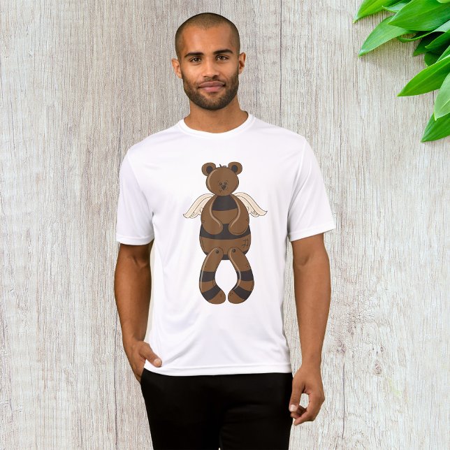 Camiseta Urso de Teddy Castanho e Bonito com Asas Anjos (Criador carregado)