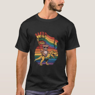 Camiseta Urso de Teddy cavalgando um dinossauro com uma ban