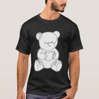 Camiseta Urso de Teddy em Arte Linear com uma Caneca — Urso