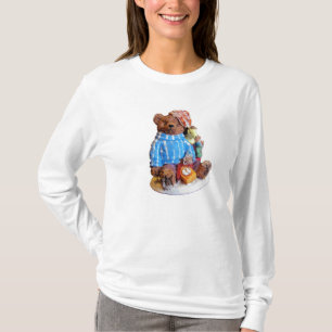 Camiseta Urso de ursinho sonolento do boné de noite com