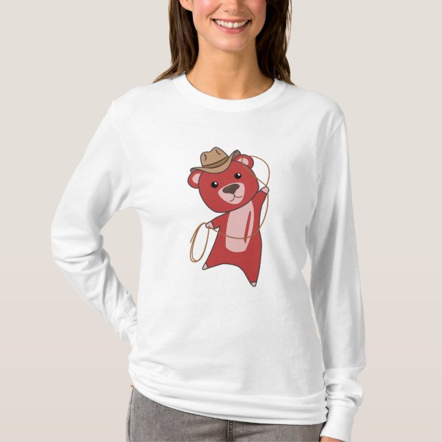 Camiseta Urso de Vaqueiro Vermelho Ocidental (Frente)