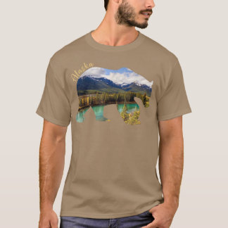 Camiseta Urso do Alasca - Urso Grizzly com Montanhas do Ala