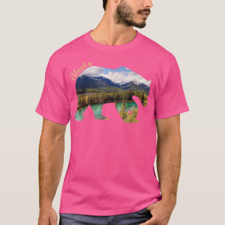 Camiseta Urso do Alasca - Urso Grizzly com Montanhas do Ala