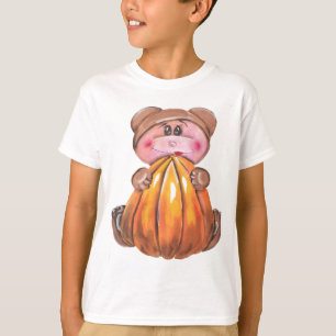 Camiseta Urso do bebê do Dia das Bruxas com abóbora