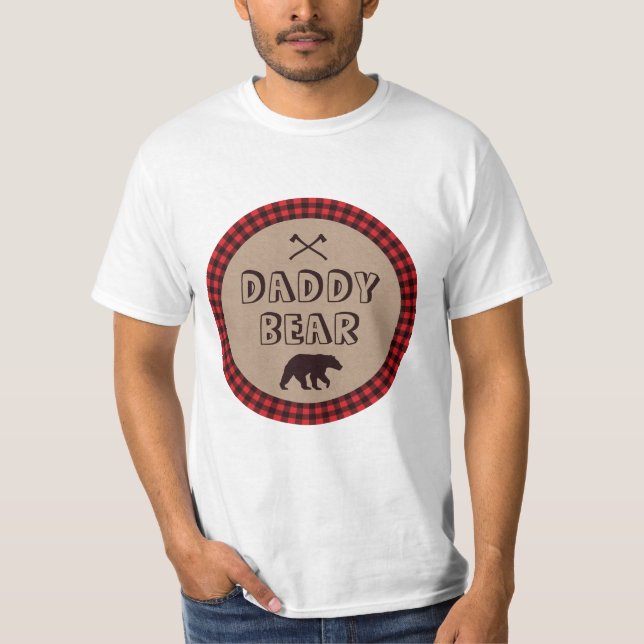 Camiseta Urso do Pai de Lumberjack Xadrez de Buffalo Russo (Frente)