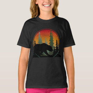 Camiseta Urso do Pôr do Sol Floresta da Natureza Animal
