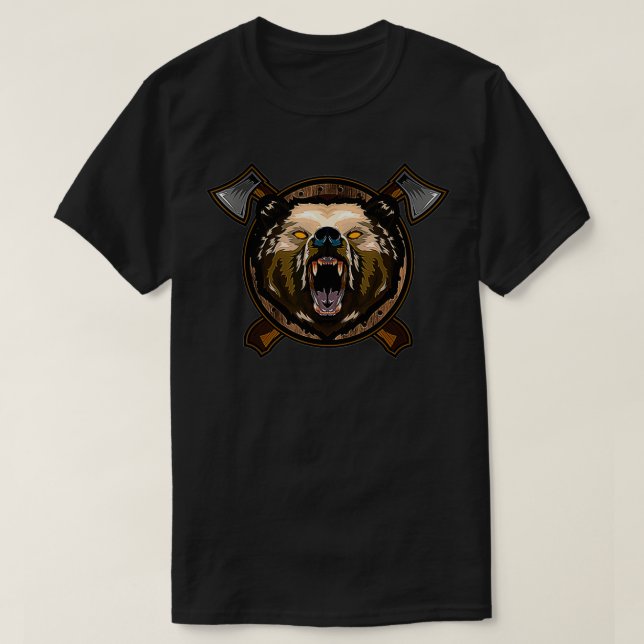 Camiseta Urso e Ae Renascença Cavaleiro Medieval Armor Hous (Frente do Design)