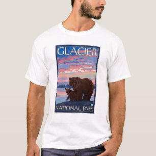 Camiseta Urso e Cub - parque nacional de geleira, TA