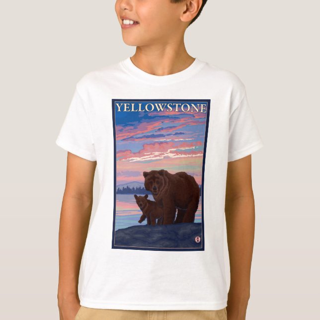 Camiseta Urso e parque nacional de Cub - de Yellowstone (Frente)