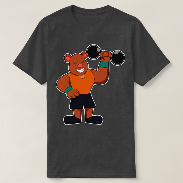 Camiseta Urso em Bodybuilding com Dumbbell (Frente do Design)