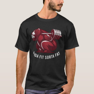 Camiseta Urso Engraçado Meio em Forma Meio Gordo Musculoso