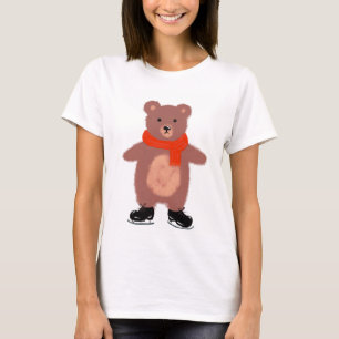Camiseta Urso engraçado nos skates de inverno