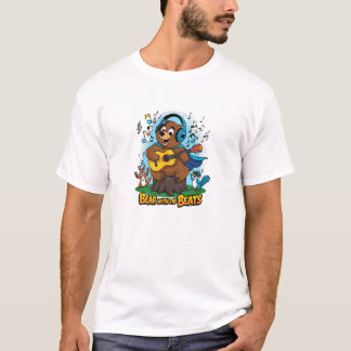 Camiseta Urso Engraçado Tocando Violão com Amigos Animais