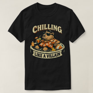 Camiseta Urso Engraçado Vilão Relaxando no Verão na Piscina