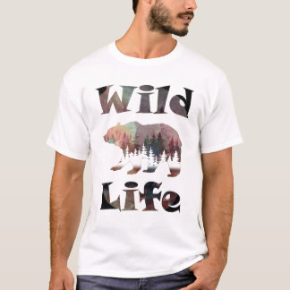 Camiseta Urso Errante Rústico Aquarela Vida Selvagem 
