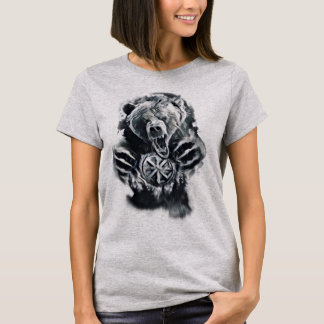 Camiseta Urso Eslavo Símbolo Kolovrat Fauna Tribal