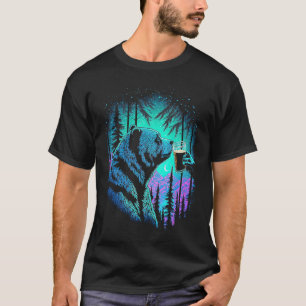 Camiseta Urso Esotérico bebendo Noite da Floresta de Cervej