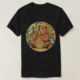 Camiseta Urso Feliz Comendo Mel - Arte da Natureza Groovy