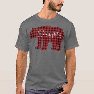 Camiseta Urso Filha Vermelho Xadrez Correspondente à Famíli