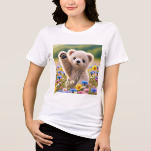 Camiseta Urso Filhote Fofo Acenando Camiseta para