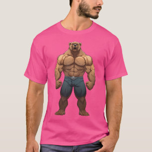Camiseta Urso Fisiculturista Corpo Musculoso Academia Fitne