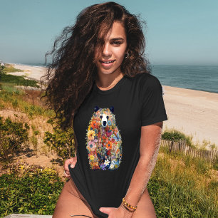 Camiseta Urso Floral Selvagem - Animal Inspirado na Naturez