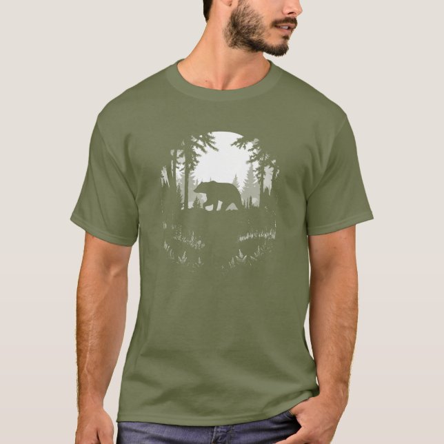 Camiseta Urso Floresta Selvagem Gráfico para Caçadores Hike (Frente)