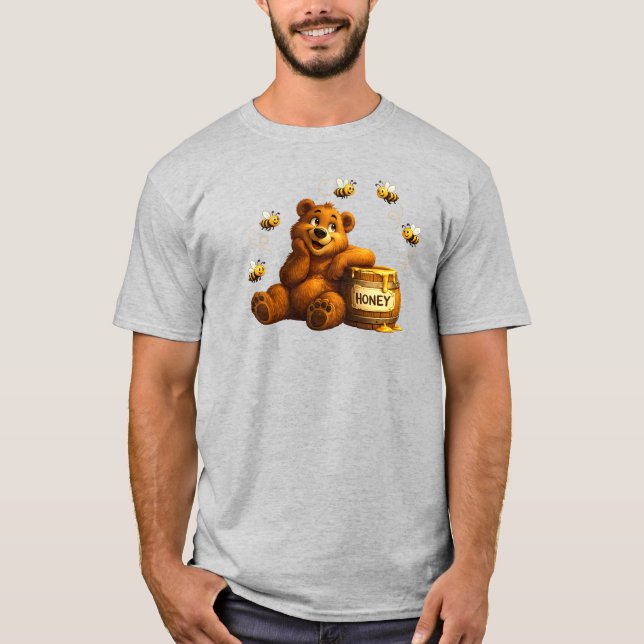 Camiseta Urso Fofo com Mel & Abelhas Felizes (Frente)