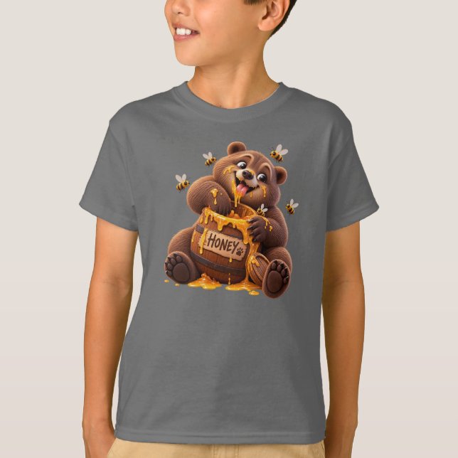 Camiseta Urso Fofo Comendo Mel – Urso do Mel Engraçado (Frente)