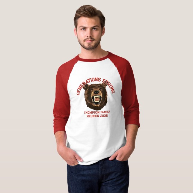 Camiseta Urso “Fortes por Gerações” Reunião de Família Pers (Frente Completa)