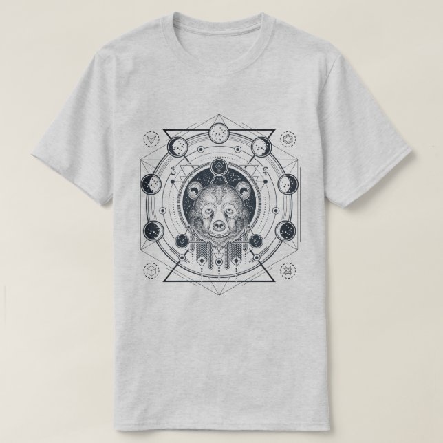 Camiseta Urso Geométrico Sagrado (Frente do Design)