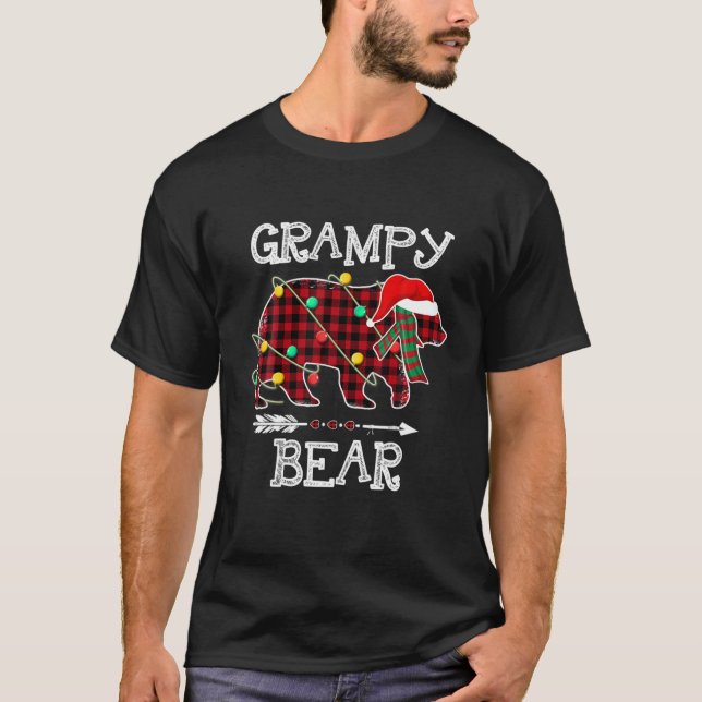 Camiseta Urso Grampado da Xadrez Vermelha Correspondendo à  (Frente)