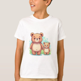 Camiseta Urso Grande e Pequeno de Mãos Dadas – Crianças Fof