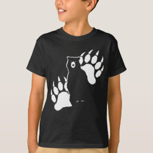 Camiseta Urso-grizzle e pegadas Design Gráfico