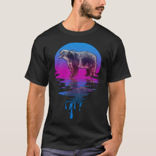 Camiseta Urso Grizzle Retro Sunset Da Vintage