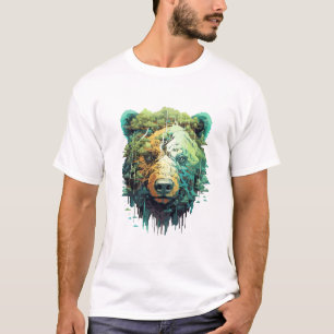 Camiseta Urso Grizzly, Animais do Mundo Predador, Arte Natu
