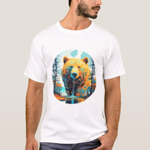 Camiseta Urso Grizzly, Animais do Mundo Predador, Arte Natu