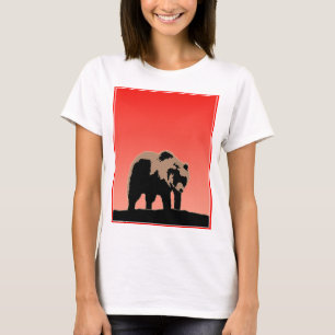 Camiseta Urso Grizzly no Sunset - Arte original sobre a vid