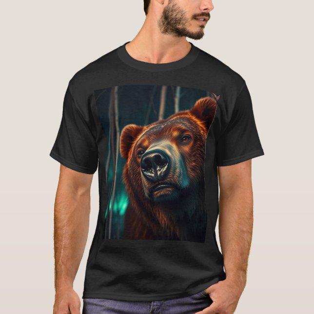 Camiseta Urso Grizzly, Pássaros e Arte Aurora (Frente)