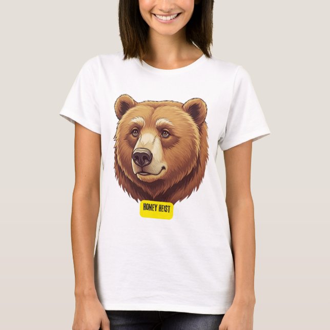 Camiseta Urso grizzly. Salto de mel (Frente)